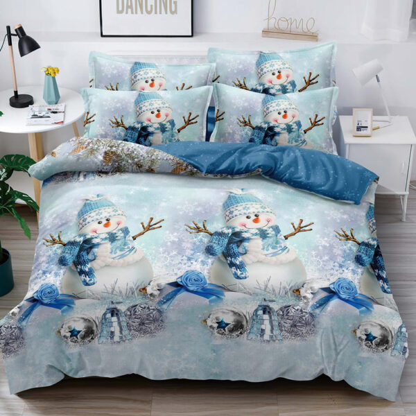 Set Lenjerie Pat 1 Persoana  din Bumbac Finet   imprimeu  Mos Craciun, 4 Piese LF1JH-XMAS0002
