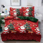 Set Lenjerie Pat Dublu , Cearceaf cu Elastic, 6 Piese din Bumbac Finet , Mos Craciun LFE2JH-XMAS003