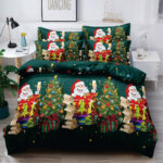 Set Lenjerie Pat Dublu , Cearceaf cu Elastic, 6 Piese din Bumbac Finet , Mos Craciun LFE2JH-XMAS004