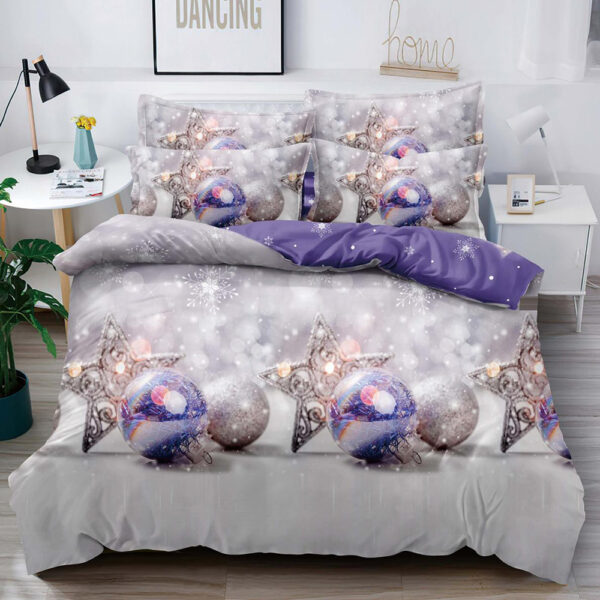 Set Lenjerie Pat 1 Persoana  din Bumbac Finet   imprimeu  Mos Craciun, 4 Piese LF1JH-XMAS0005