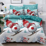 Set Lenjerie Pat 1 Persoana  din Bumbac Finet   imprimeu  Mos Craciun, 4 Piese LF1JH-XMAS0008