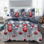 Set Lenjerie Pat Dublu , Cearceaf cu Elastic, 6 Piese din Bumbac Finet , Mos Craciun LFE2JH-XMAS009