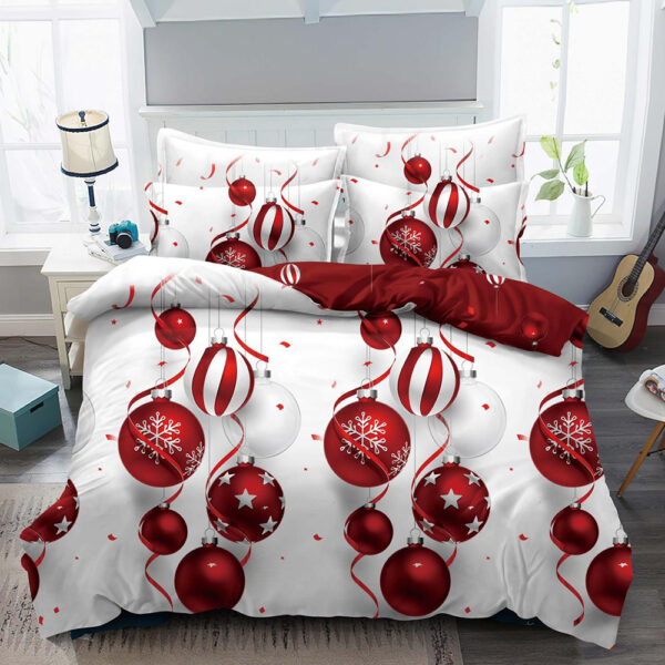 Set Lenjerie Pat Dublu , Cearceaf cu Elastic, 6 Piese din Bumbac Finet , Mos Craciun LFE2JH-XMAS011