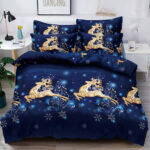 Set Lenjerie Pat Dublu , 6 Piese din Bumbac Finet , Mos Craciun LF2JH-XMAS013