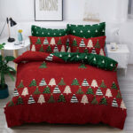 Set Lenjerie Pat Dublu , 6 Piese din Bumbac Finet , Mos Craciun LF2JH-XMAS014