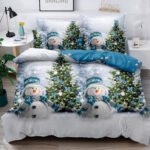 Set Lenjerie Pat Dublu , 6 Piese din Bumbac Finet , Mos Craciun LF2JH-XMAS015
