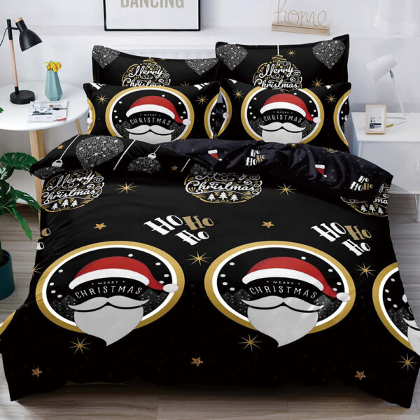 Set Lenjerie Pat Dublu , Cearceaf cu Elastic, 6 Piese din Bumbac Finet , Mos Craciun LFE2JH-XMAS016