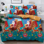 Set Lenjerie Pat Dublu , 6 Piese din Bumbac Finet , Mos Craciun JOLFXMAS25