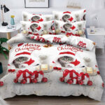Set Lenjerie Pat Dublu , Cearceaf cu Elastic, 6 Piese din Bumbac Finet , Mos Craciun LFE2JH-XMAS022
