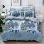 Set Lenjerie Pat Dublu , 6 Piese din Bumbac Finet , Mos Craciun LF2JH-XMAS023