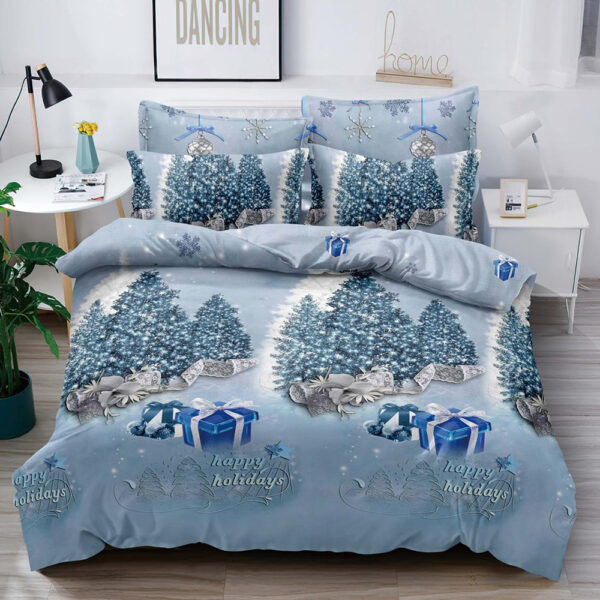 Set Lenjerie Pat Dublu , 6 Piese din Bumbac Finet , Mos Craciun LF2JH-XMAS023