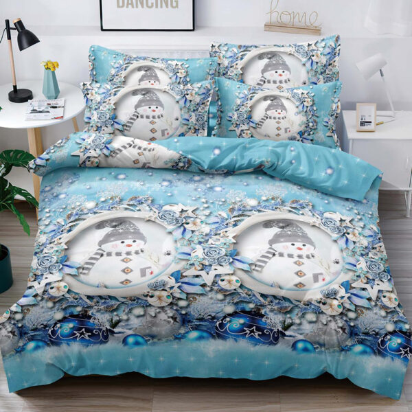 Set Lenjerie Pat Dublu , Cearceaf cu Elastic, 6 Piese din Bumbac Finet , Mos Craciun LFE2JH-XMAS024