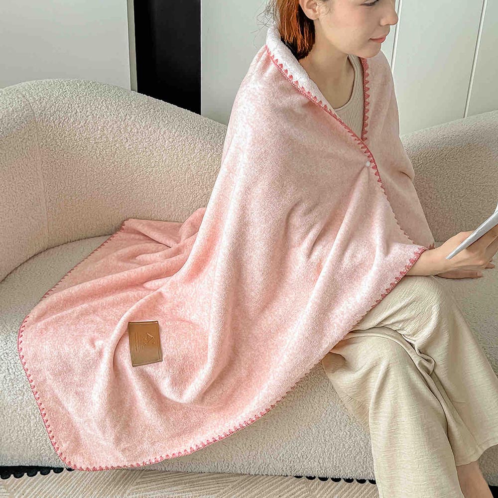 1-15.jpg Pătură Tip Șal Premium Cu Capsa din Cașmir Artificial 100x140 cm - Roz Piersică - imagine 1