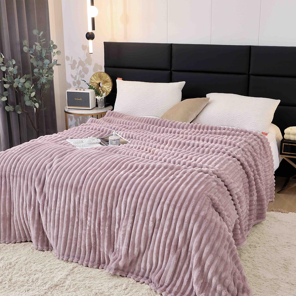 1-4-1.jpg Patura Cocolino cu Dungi ,Pat 2 Persoane, 200x230 cm - Lila - imagine 1