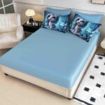 Lenjerie de Pat 1 Persoană- pat 140*200 cm, Cearceaf cu elastic, Imprimeu 5D Unicorn - imagine 2