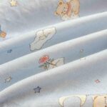 Păturică copii din bumbac 100% și Minky 3D, 100 x 150 cm  – Bleu, Ursuleți, lună și baloane - imagine 4