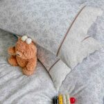 Lenjerie pat dublu  - bumbac 100 % , 4 piese, Cearceaf cu elastic , Gri, Floral, cu Dantela - imagine 4