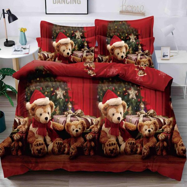 Set Lenjerie Pat 1 Persoana  din Bumbac Finet   imprimeu  Mos Craciun, 4 Piese JOLSIXMAS10