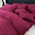 Lenjerie de pat DAMASC, 6 piese, 100% bumbac, Bordo - imagine 3