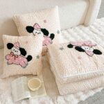 Pilotă pentru copii și bebeluși 2 în 1, 100% Bumbac, Transformabilă în Pernă – 100 x 145 cm,  model Cățeluș, Roz Pudrat-Crem - imagine 4