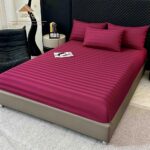 Lenjerie de pat DAMASC, 6 piese, 100% bumbac, Bordo - imagine 5