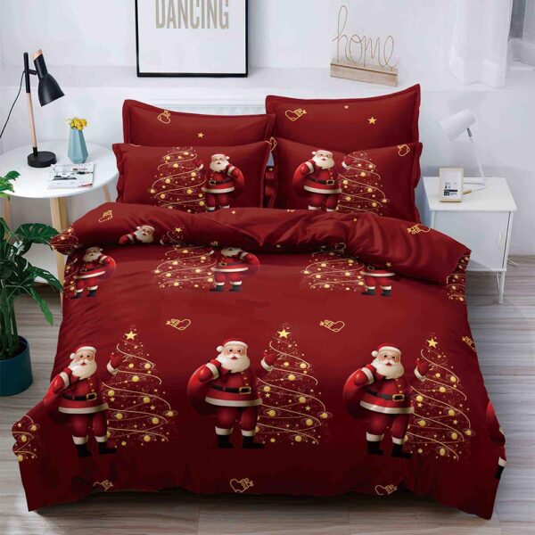 Set Lenjerie Pat Dublu , 6 Piese din Bumbac Finet , Mos Craciun  JOLFXMAS11