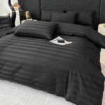 Lenjerie de pat DAMASC, 6 piese, 100% bumbac, Negru
