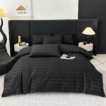 Lenjerie de pat DAMASC, 6 piese, 100% bumbac, Negru - imagine 3