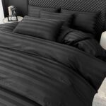 Lenjerie de pat DAMASC, 6 piese, 100% bumbac, Negru - imagine 4