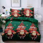 Set Lenjerie Pat Dublu , 6 Piese din Bumbac Finet , Mos Craciun  JOLFXMAS12