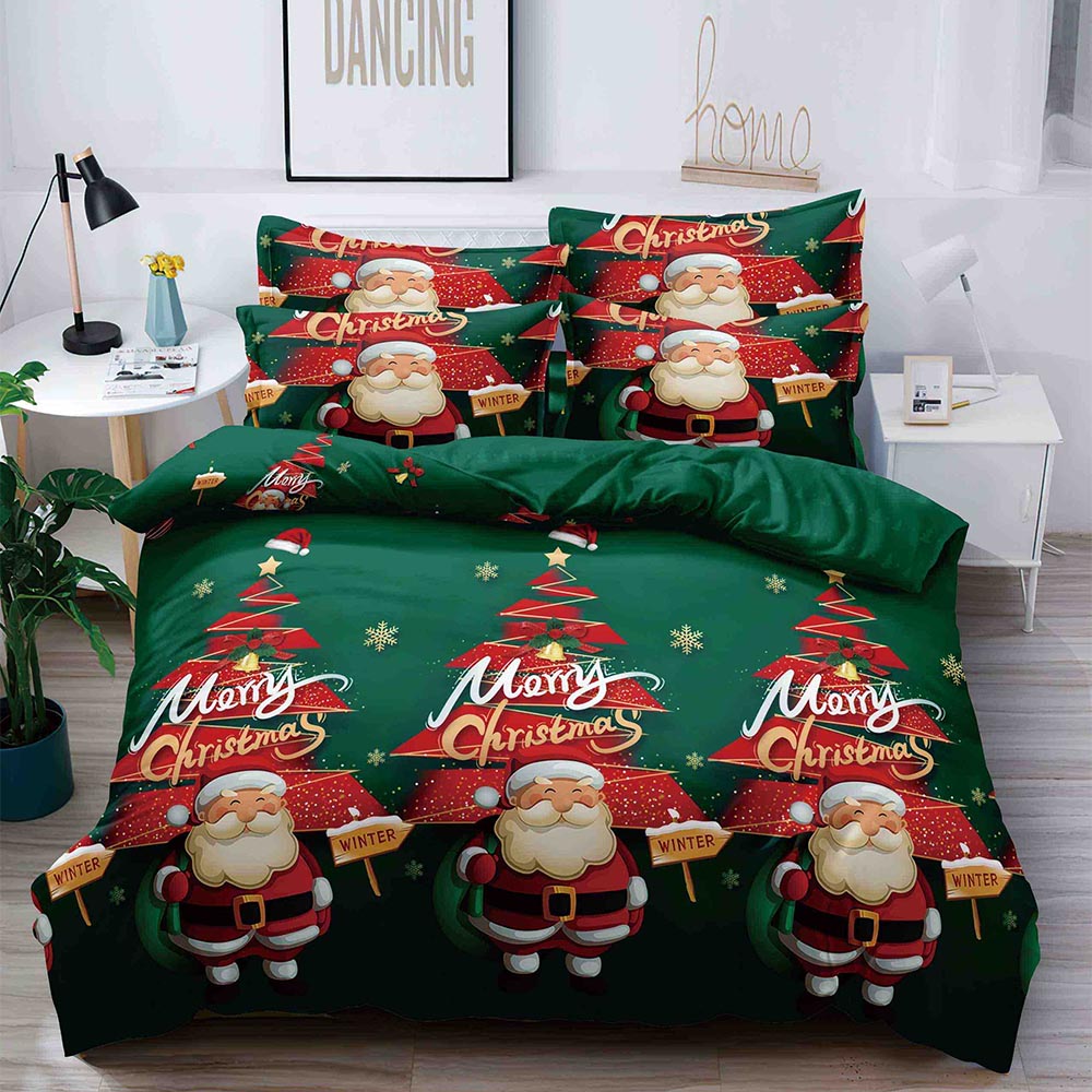 12-1.jpg Set Lenjerie Pat Dublu , 6 Piese din Bumbac Finet , Mos Craciun JOLFXMAS12 - imagine 1