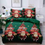 Set Lenjerie Pat 1 Persoana  din Bumbac Finet   imprimeu  Mos Craciun, 4 Piese JOLSIXMAS14