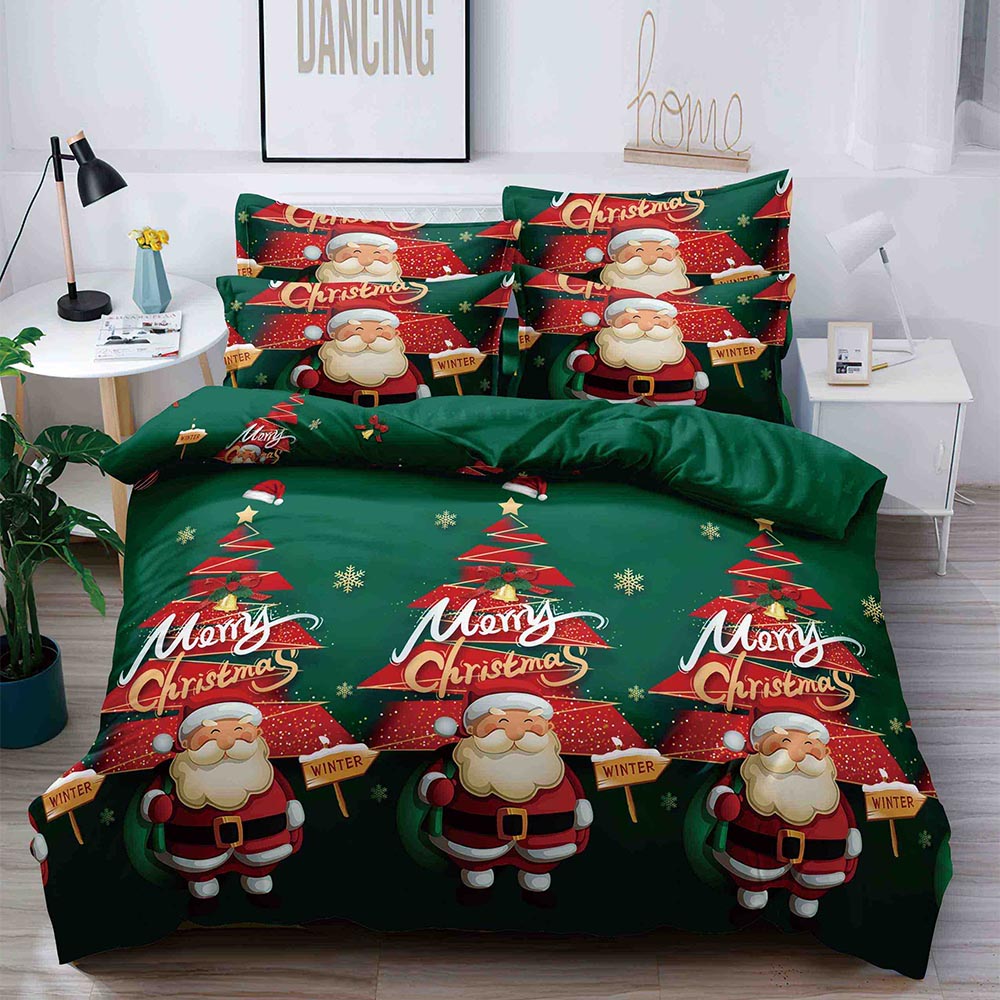 14.jpg Set Lenjerie Pat 1 Persoana din Bumbac Finet imprimeu Mos Craciun, 4 Piese JOLSIXMAS14 - imagine 1