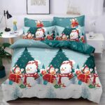 Set Lenjerie Pat Dublu , 6 Piese din Bumbac Finet , Mos Craciun  JOLFXMAS19