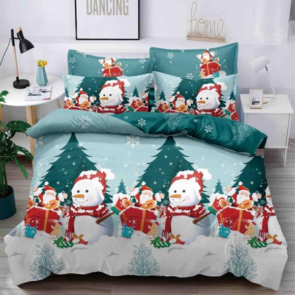 Set Lenjerie Pat Dublu , 6 Piese din Bumbac Finet , Mos Craciun  JOLFXMAS19