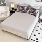 Lenjerie de Pat 1 Persoană- pat 140*200 cm, Cearceaf cu elastic, Imprimeu 5D Pisicuta - imagine 2