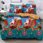 Set Lenjerie Pat Dublu , 6 Piese din Bumbac Finet , Mos Craciun JOLFXMAS31