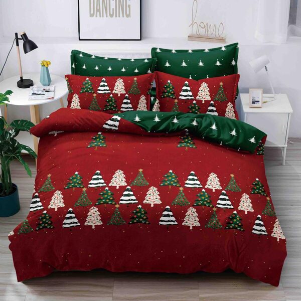Set Lenjerie Pat 1 Persoana  din Bumbac Finet   imprimeu  Mos Craciun, 4 Piese JOLSIXMAS18