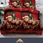 Set Lenjerie Pat Dublu , 6 Piese din Bumbac Finet , Mos Craciun  JOLFXMAS02