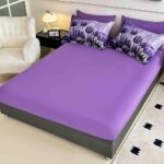 Lenjerie de pat dublu , Tesatura tip Finet,  6 piese , Imprimeu 5D Lalele Mov - imagine 2
