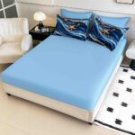 Lenjerie de Pat 1 Persoană- pat 140*200 cm, Cearceaf cu elastic, Imprimeu 5D Stelute de Mare - imagine 2