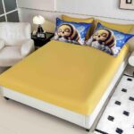 Lenjerie de Pat 1 Persoană- pat 140*200 cm, Cearceaf cu elastic, Imprimeu 5D Albinuta - imagine 2