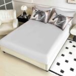 Lenjerie de Pat 1 Persoană- pat 140*200 cm, Cearceaf cu elastic, Imprimeu 5D Unicorn - imagine 2