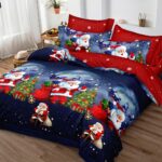 Lenjerie de pat  pentru pat dublu  Craciun  - finet , 6 piese LF7XMAS-24