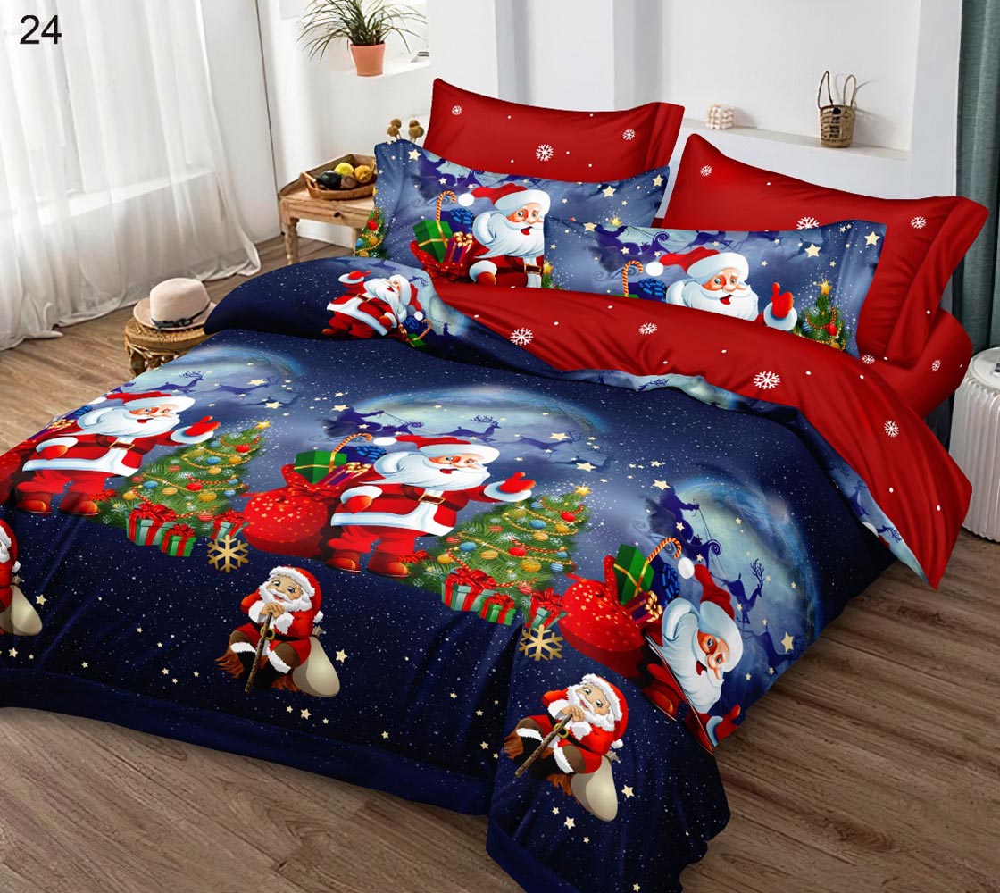 24.jpg Lenjerie de pat pentru pat dublu Craciun - finet , 6 piese LF7XMAS-24 - imagine 1