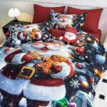 Lenjerie de Pat Dublu Crăciun 5D cu Moș Crăciun ,Turtă Dulce și Cadouri - imagine 3