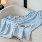 Pătură Tip Șal Premium Cu Capsa din Cașmir Artificial 100x140 cm - Bleu - imagine 3