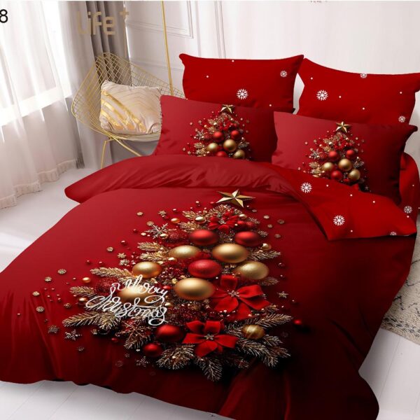 Lenjerie de pat  pentru pat dublu  Craciun  - finet , 6 piese LF7XMAS-3