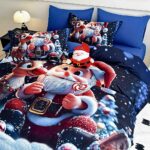 Lenjerie de Pat Dublu Crăciun 5D cu Moș Crăciun și Renul Rudolf - imagine 3