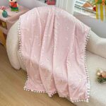 Păturică copii din bumbac 100% și Minky 3D, 100 x 150 cm  – Roz Pudrat, model cu Ponei - imagine 2